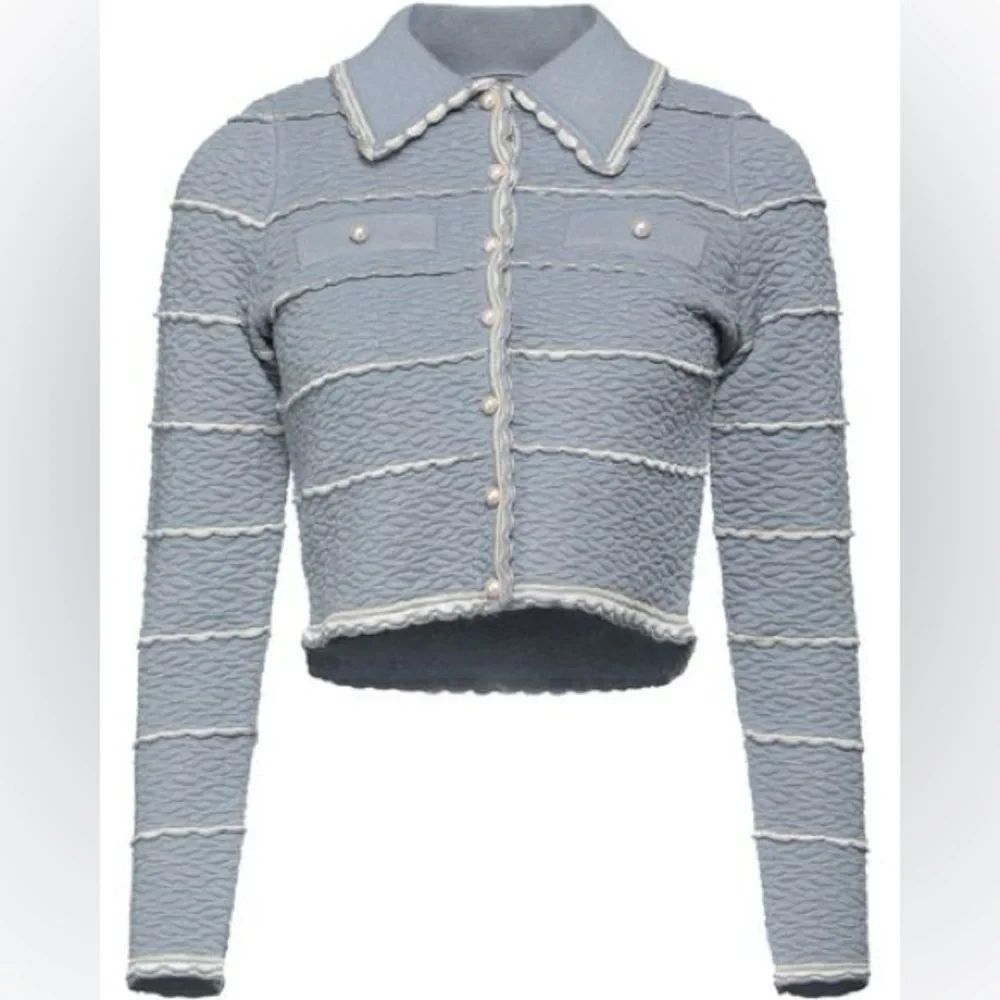 SOLD BNWT Sandro Infinity Cropped Cardigan Blue XS MSRP $295 - Picture 5 of 15